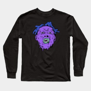 Dope melting purple face man illustration Long Sleeve T-Shirt